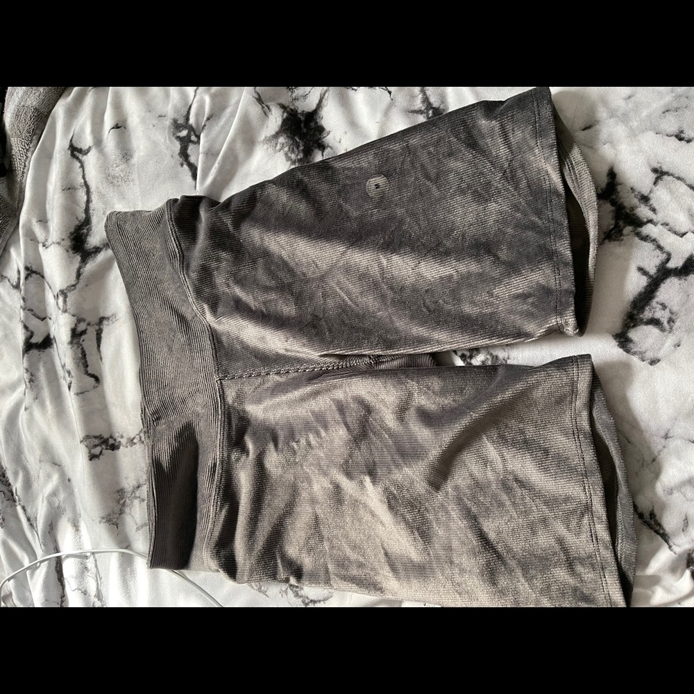 Gray Velvet Biker Shorts
